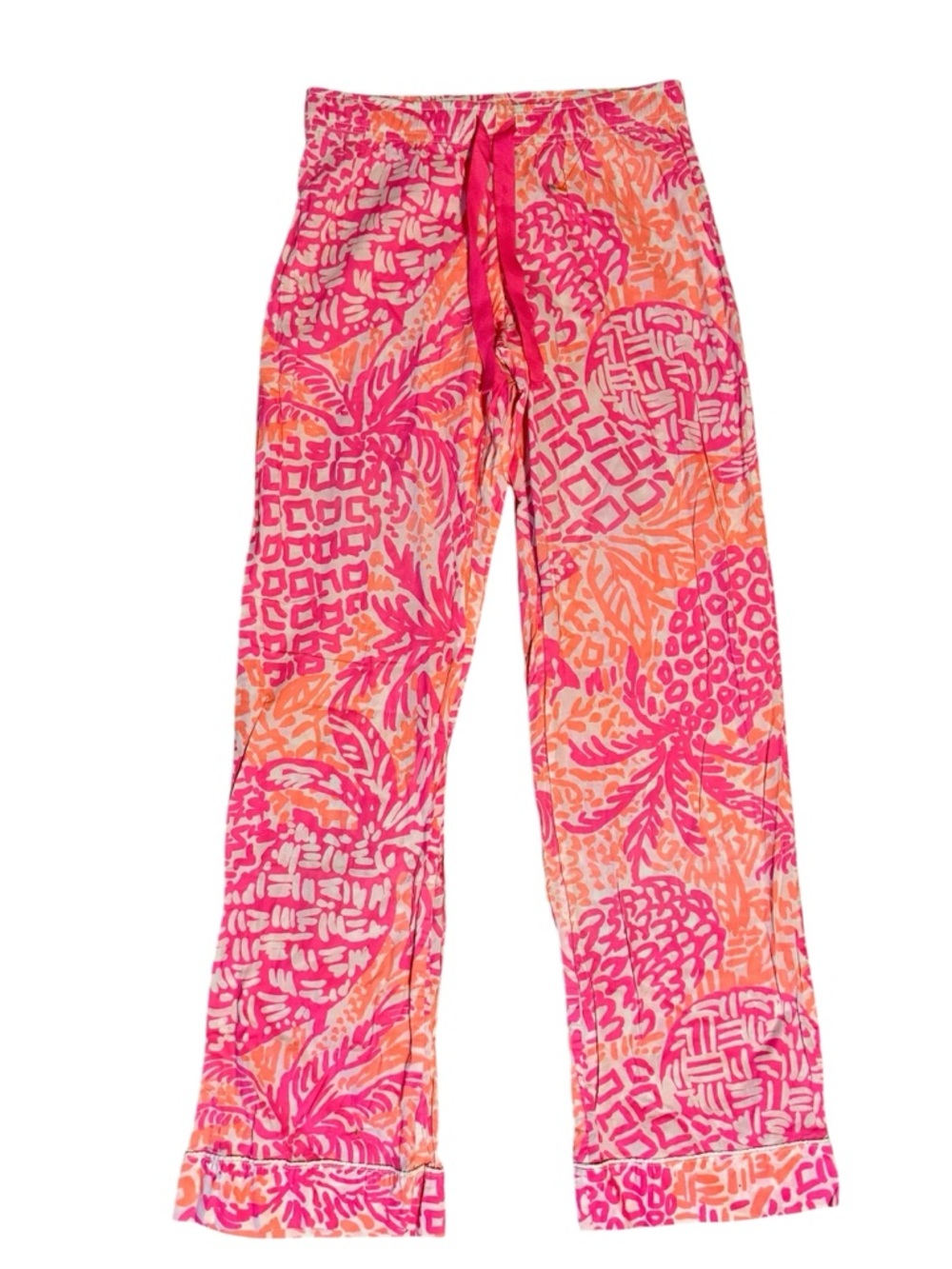 Lilly Pulitzer Pink Orange Pineapple Print Lounge Pants XS | Tropical Resort